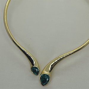 CONJUNTO ARO GOTA CRISTAL DOURADO TURMALIN
