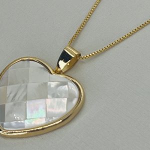 CONJUNTO  CORAÇÃO MADRE PEROLA DOURADO