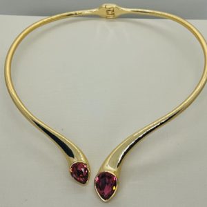 CONJUNTO ARO GOTA CRISTAL DOURADO RUBI