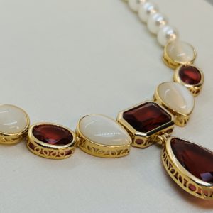 CONJUNTO PEROLA RUBI DOURADO